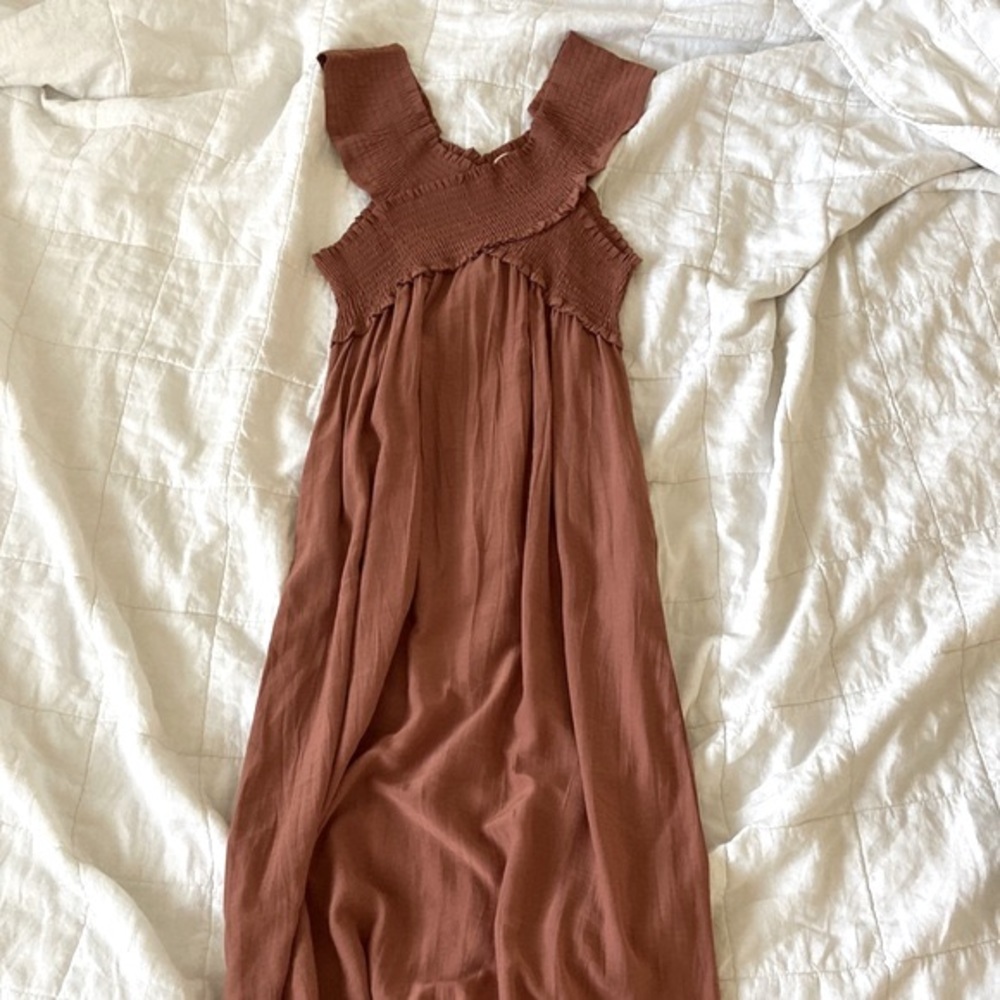 Flawless Off The Shoulder Cross Front Smocked Maxi Dress